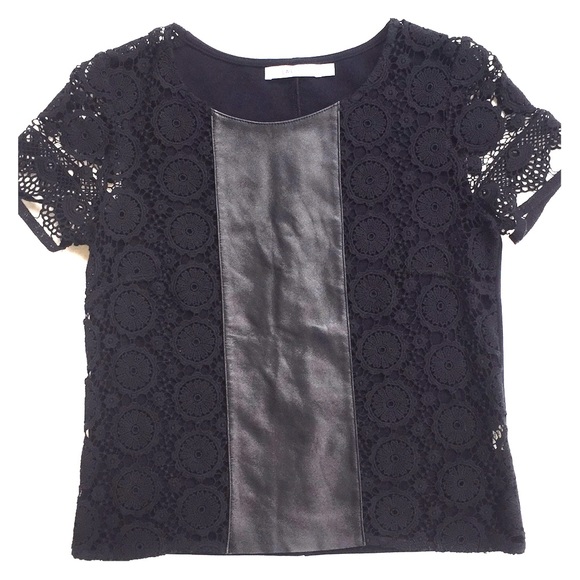 Bailey44 Leather and Lace top - Picture 1 of 6